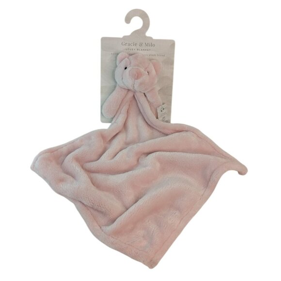 Gracie & Milo Pale Pink Teddy Bear Lovey Baby Security Blanket 15" NWT - Picture 1 of 6